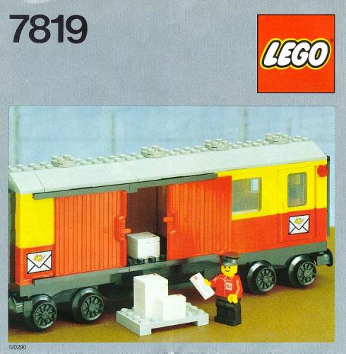 Catalogue picture of the built set 7819 Postal Container Wagon Covered