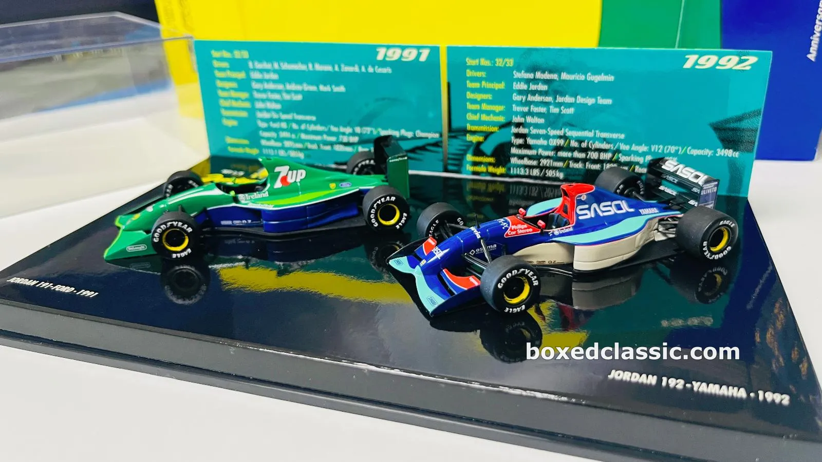 Jordan 191 and 192 — Michael Schumacher 1991 and the 1992 car, two-model set, Minichamps 1:43 — photo 1